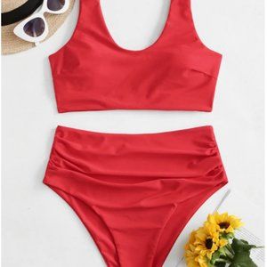 Cherry Red High Waisted Bikini